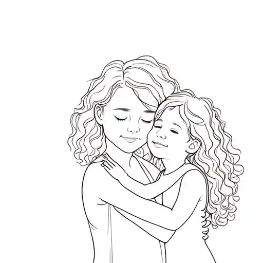 Mom With Curly Hair Hugging Her 3 Year Old Daughter And 1 Year Old Son