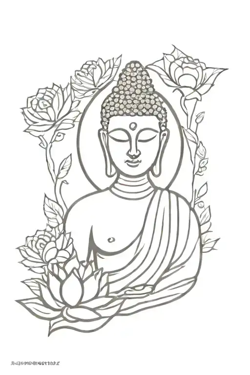 Buddha With Peacock Tattoo Design