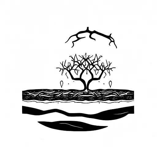 Mangrove With View Below Water Of Roots And Floor