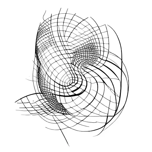 Abstract Sketch Of An Architectural Blueprint Blending With Ocean Waves