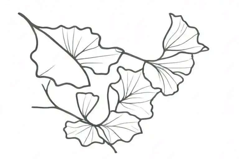 Gingko Leaves Tattoo Black And White