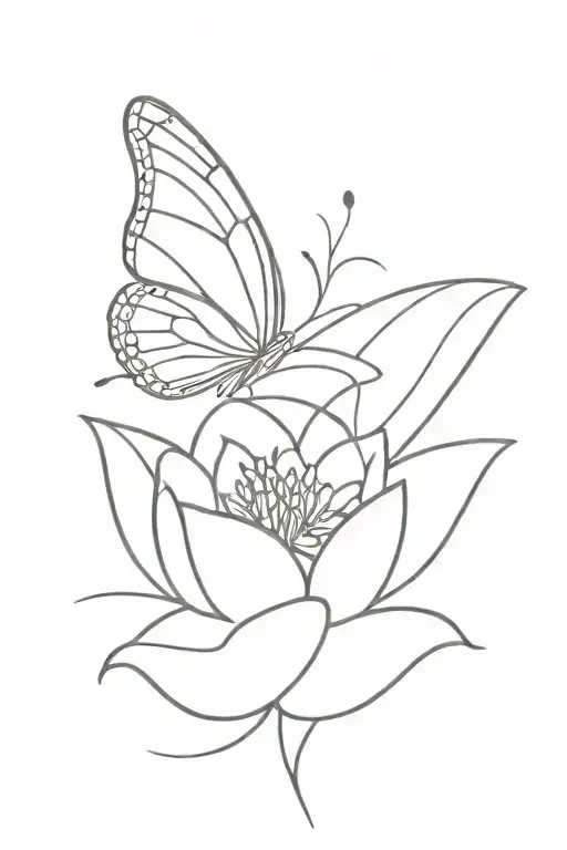 Butterfly With Lotus Flower Above It