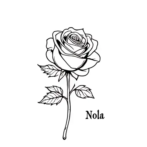 Rose With The Name Nola On The Stem
