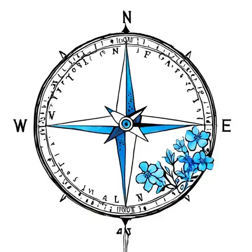 Compass With Moon And Forget Me Nots