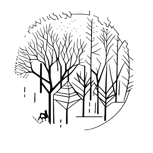 A Mystical Forest With A Chemist's Laboratory Hidden Among The Trees