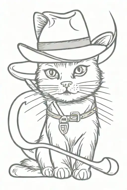 Cat With Cowboy Hat And Ice Hockey Stick