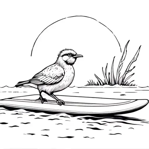 Kiwi Bird On A Surf Board