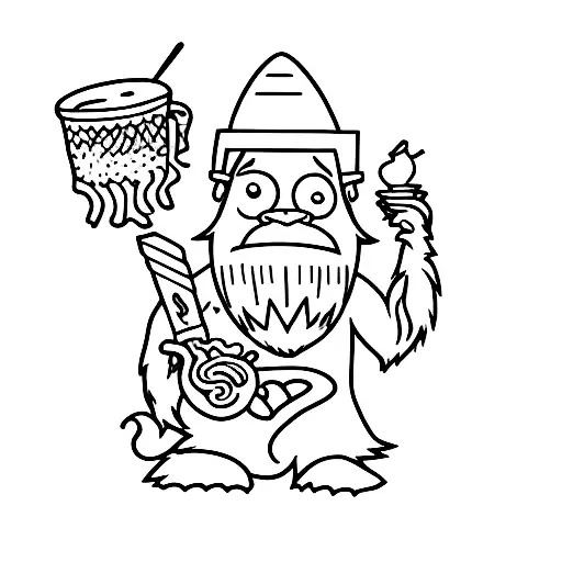 Tiny Bigfoot Eating Ramen While Walking