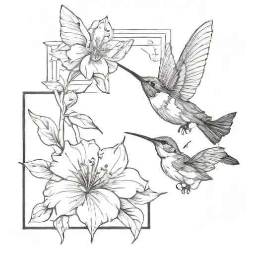 Butterfly And Hummingbird With March Birth Flowers