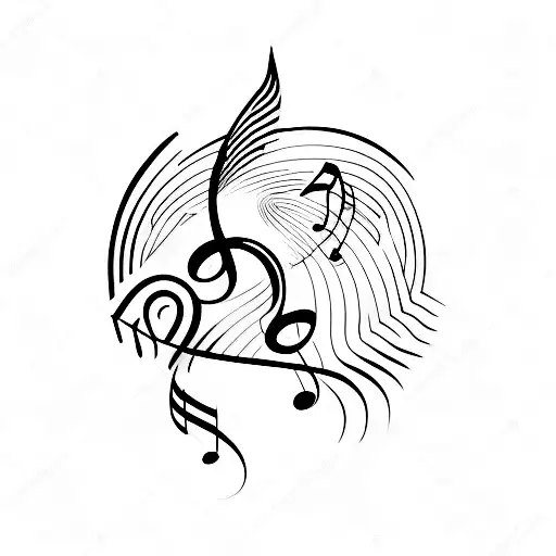 A Minimalist Tattoo Of A Cat Silhouette With A Music Note As Its Tail