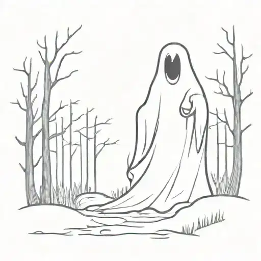 Vintage Halloween Ghost In The Woods