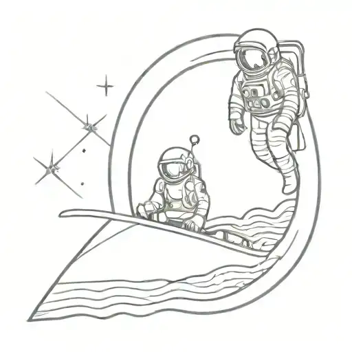 Astronaut With A Skull On A Boat