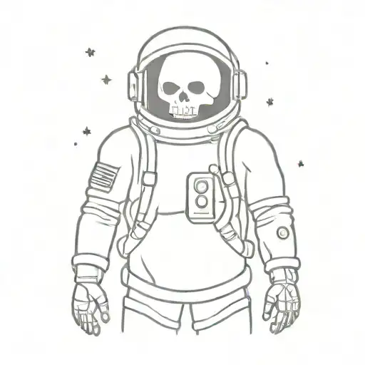 Cartoon Astronaut With Skull As His Face