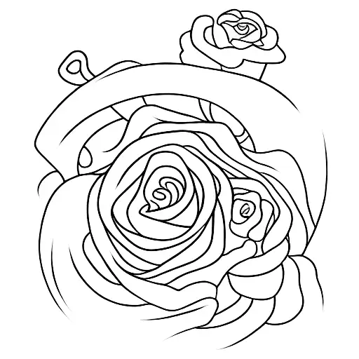 Katana With Tow Roses Spinning Around