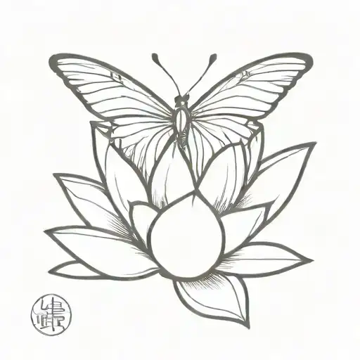 Butterfly On A Lotus Flower