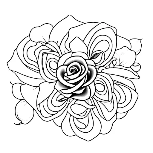 Katana With Two Roses Surrounded Around