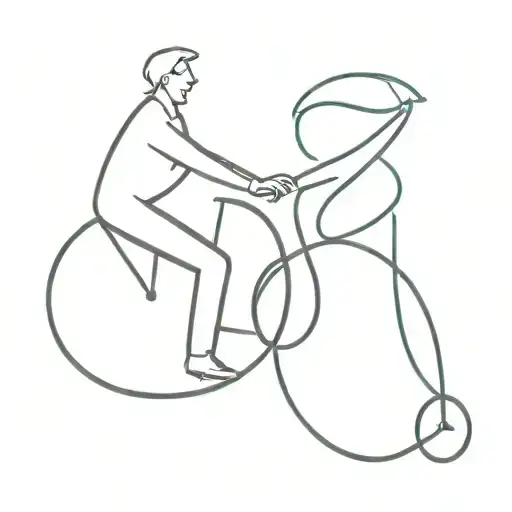 Silhouette Father And Daughter In Small Bycicle