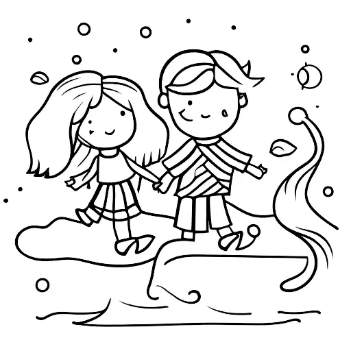 A Little Girl And A Little Boy Holding Hands