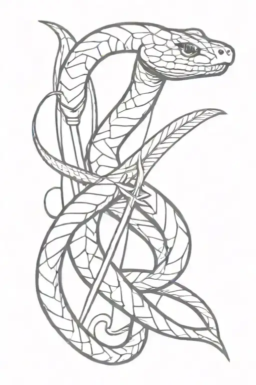 Snake Wrapped Around Arm With Dagger