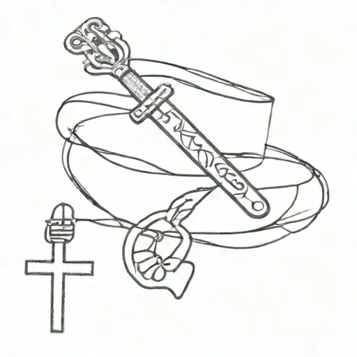 A Black Bracelet With A Cross Of Jesus Christ With Images Of A Guitar And Written Family And A Heart
