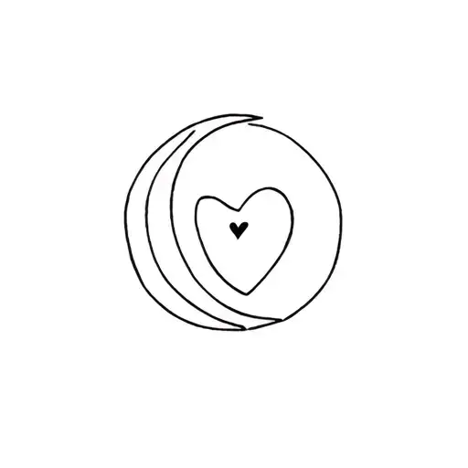Moon And Love Heart