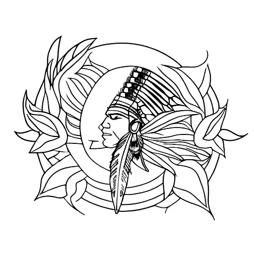 A Native Indian Woman Riding A Dragon Through A Garden Of Dahlias