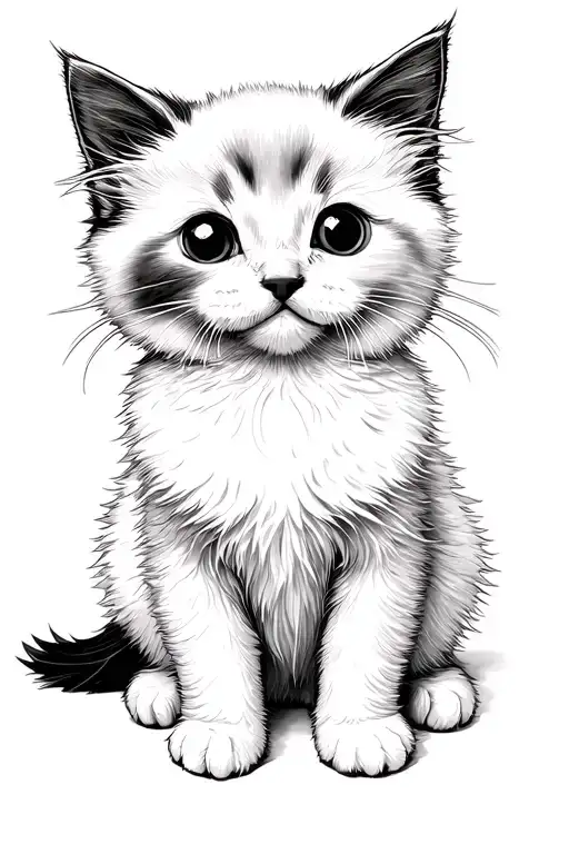 White Ragdoll Kitten Cute And Fluffy With Parker Face And Two Dark Marks Over Both Eyes