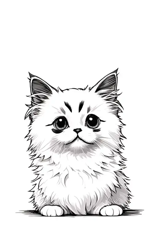 White Ragdoll Kitten Cute And Fluffy With Parker Face And Two Dark Marks Over Both Eyes