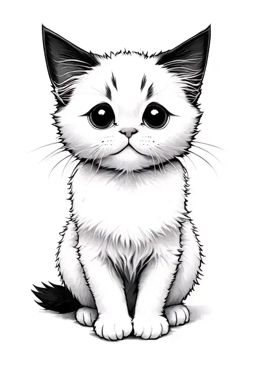White Ragdoll Kitten Cute And Fluffy With Darker Face And Two Dark Marks Over Both Eyes