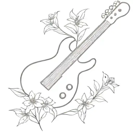 Bass Guitar And Wild Flowers