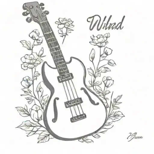 Bass Guitar With Wild Flowers