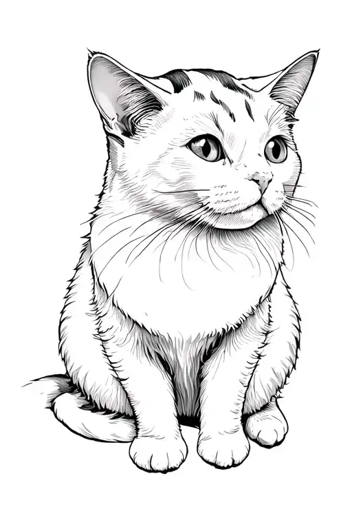 White Cat Sitting And Looking Up