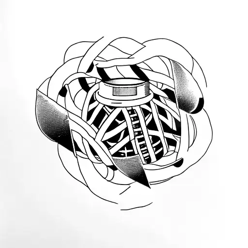 A Minimalist Tattoo Of A Film Reel Intertwined With A Cat Silhouette