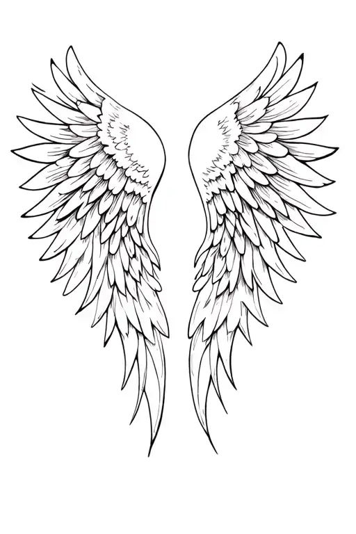 Pair Of Angel Wings Spread Open