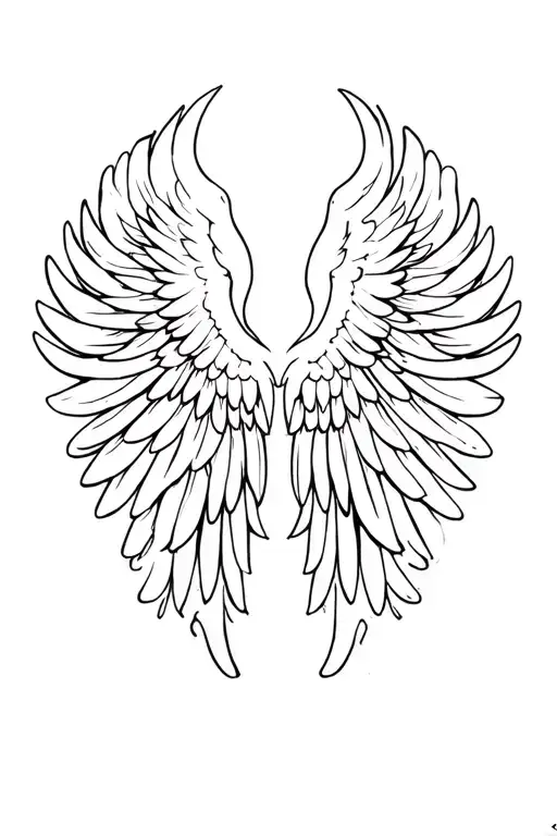Pair Of Angel Wings Spread Open
