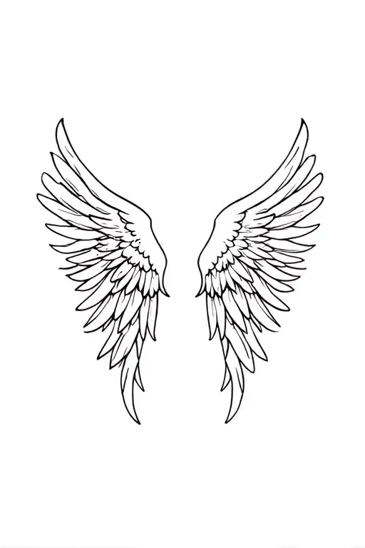 Pair Of Angel Wings Spread Open