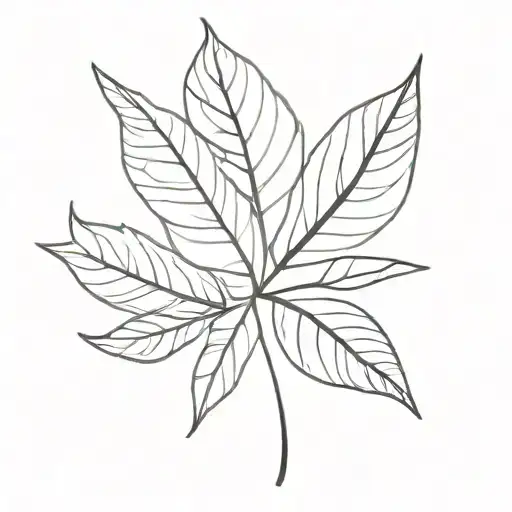 Cute Separated Leaves Line Art