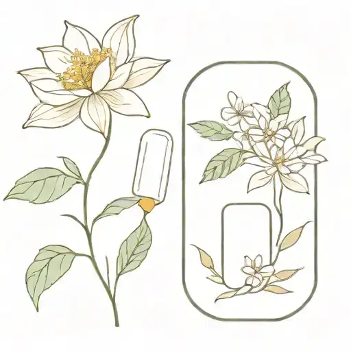 Create A Minimalist Tattoo Of A Medication Patch Surrounded By Delicate Floral Elements