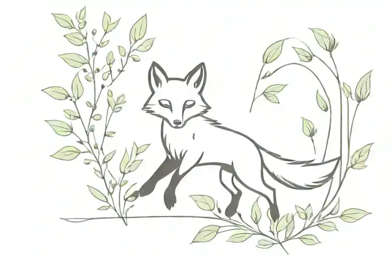 Fox Trotting Through Herb Leaves