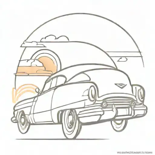 Cadillac Coupe Deville Driving Away Into Sunset