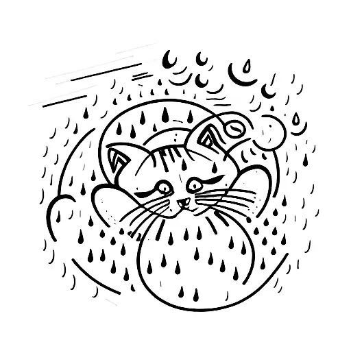 A Cat Playing A Piano In The Rain