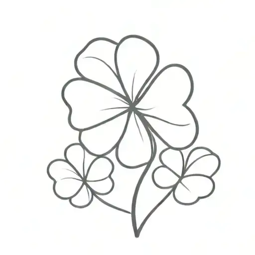 Shamrock With 4 Leaves Black Ink