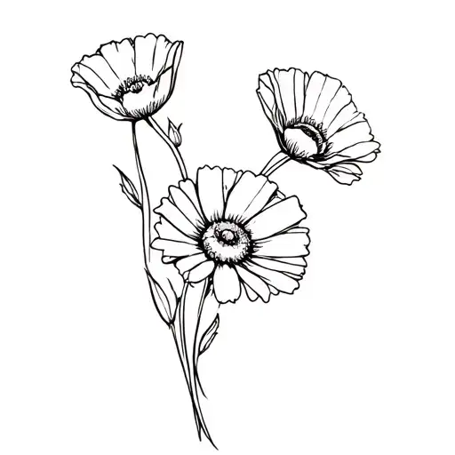 Poppy And Daisy Flower