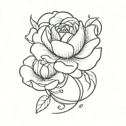 A Minimalist Tattoo Of A Music Note Intertwined With A Peony Flower And Lazy