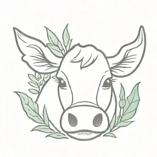 Cute Cow With Plants