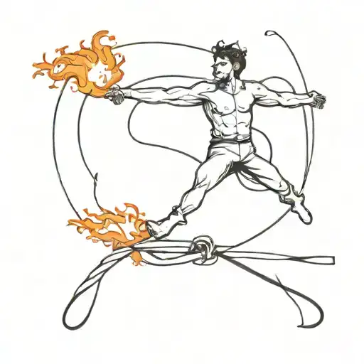 Circus Performer Tight Rope With Fire Below