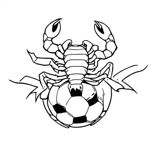 Scorpion On A Soccer Ball Holding A Ribbon