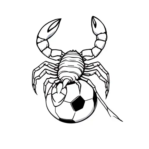 Scorpion On A Soccer Ball Holding A Cancer Ribbon