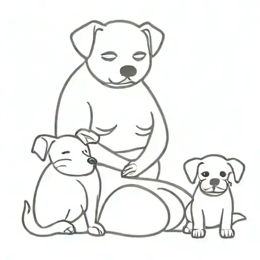 Baby And Dogs Sitting