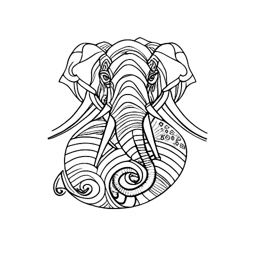 Abstract Tattoo Turning Into An Elephant